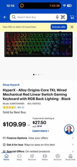 Hyper X Alloy Origins Mechanical RGB keyboard (Custom Keycaps)