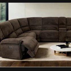 Brand New Brown Super Plush Reclining Sectional Sofa 