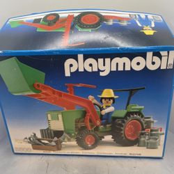 Vintage 1986 Playmobil 3500 Farm Tractor Green Red Germany – Complete Set