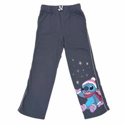 Disney Stitch Girls L (10-12) Fleece Sweatpants Gray Glitter Elastic Waist