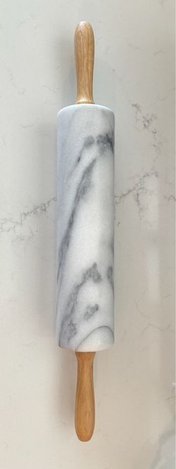 Crate & Barrel Marble Rolling Pin with Wood Handles – Never Used