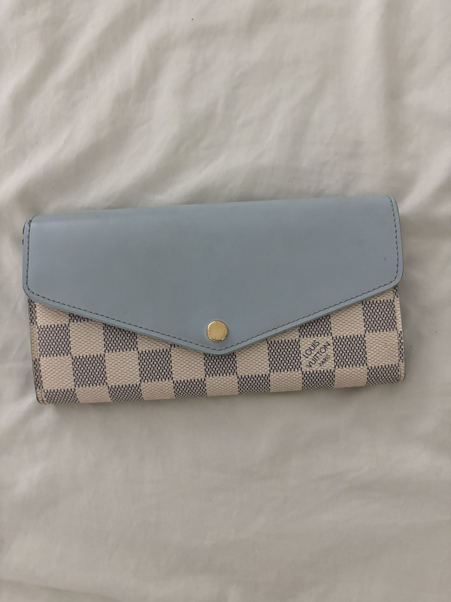 LOUIS VUITTON Damier Azur Sarah Wallet NM Bleu Olympe
