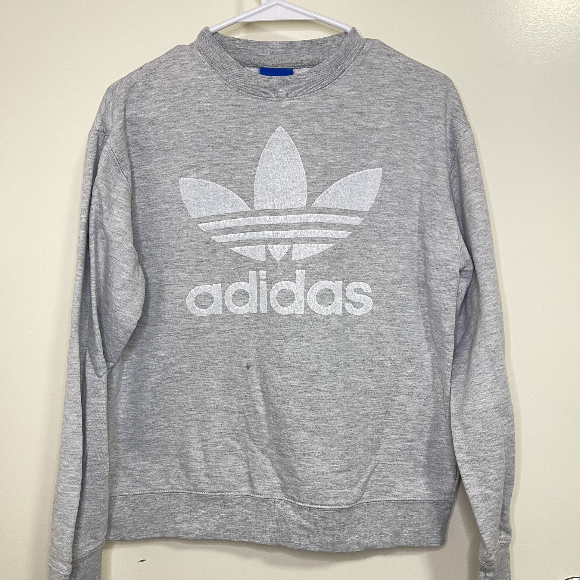 Adidas Originals Women’s Double Logo Crew Neck Sweatshirt Gray (Size Small)