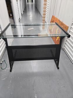 Modern glass-top computer desk 