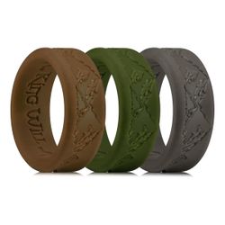 King Will Silicone Rings For Men, Rubber Wedding Bands with Unique Mountain Peak Design Multiple Colors, 8mm Wide 2.2mm Thick, Comfort Fit Size 11
