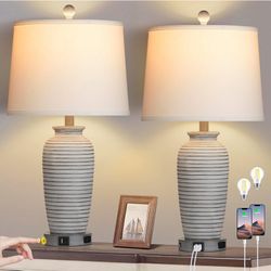 Cinsary 25" Farmhouse Jar Table Lamps Set of 2- Brand New 