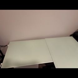 White L-shaped Desk - Glass Top