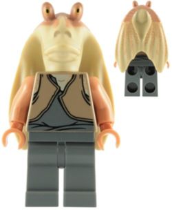 SW0301 Jar Jar Binks - Dark Tan Torso, Printed Head with Dark Tan Top, Dark Bluish Gray Legs