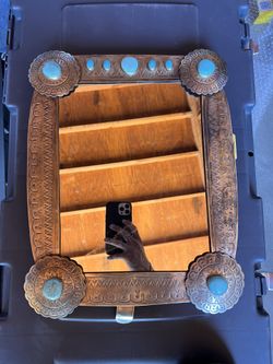 Turquoise Silver Trails Wood Mirror