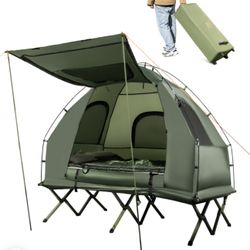 Costway 2-Person Compact Portable Pop-Up Tent Camping Cot with Air Mattress ,Pump, 2 Sleeping Bags