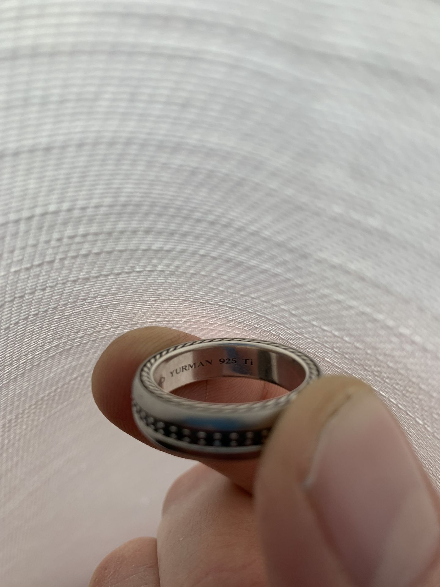 David Yurman Streamline Band Ring Grey Titanium with Black Diamonds, 6mm - Size 9