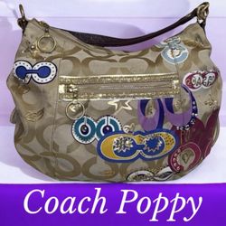 Coach Poppy Bag/Crossbody Vintage GUC With Peeling 13" x 12" approx.
