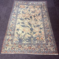 Persian Antique Distressed  Hand Knotted Rug 5x7 Floral 306KPSI RARE Qomm Rug