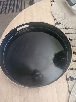 Black Lacquer Lazy Susan w/Gold rim