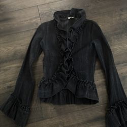 HOLLYWOULD Ruffled Dark Denim  Jacket Size 2
