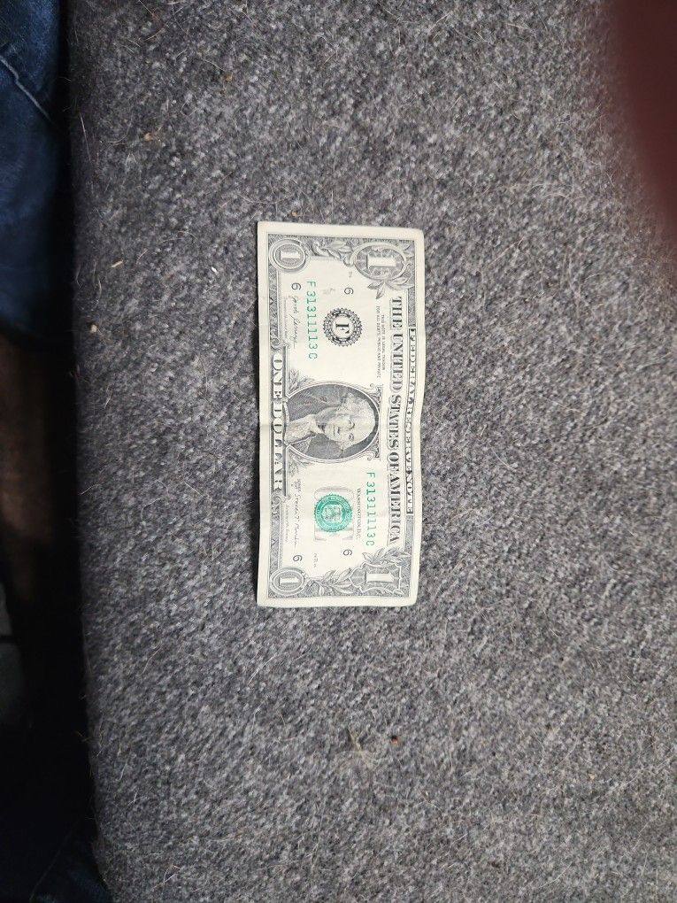 1 Dollar Bill With 2 Digit Serial Number