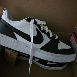 Youth Black and White Nike Court Borough Shoes 
