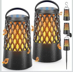 Mofokeay Outdoor Speakers Bluetooth 5.3 with Flame Light
