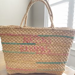 Beige Handwoven Basket Gora Tote Bag