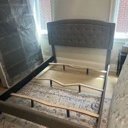 Milo Tufted Upholstered Low Profile Standard / Queen Bed - Mattress And Box Spring 