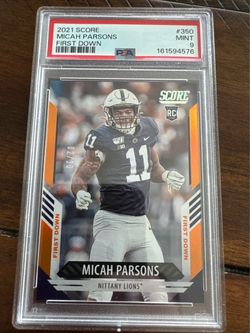 2021 Score Micah Parsons #350 First Down /10 (RC) PSA 9