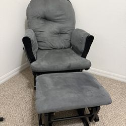 Gray Glider Chair With Ottoman 