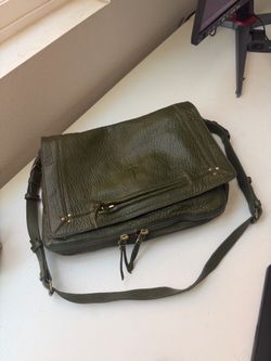 Jerome Dreyfuss Olive Green Leather Messenger Bag
