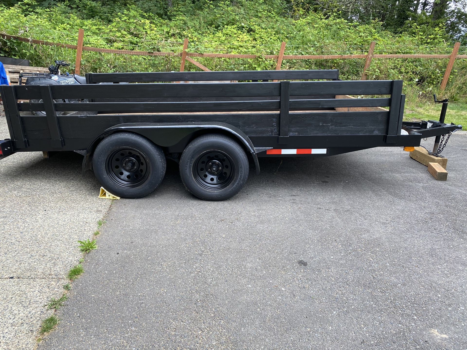 TnT flatbed trailer, utility trailer car hauler side by side