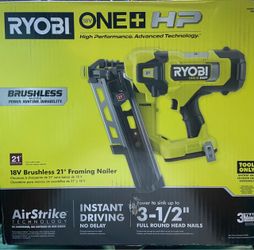 Ryobi 18V ONE+ HP Brushless 21° Framing Nailer