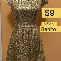 B. DARLIN Dress, Gold , 7/8