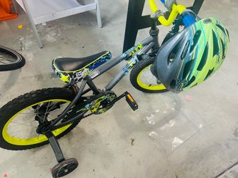 Kids bike with balance wheels and  helmet