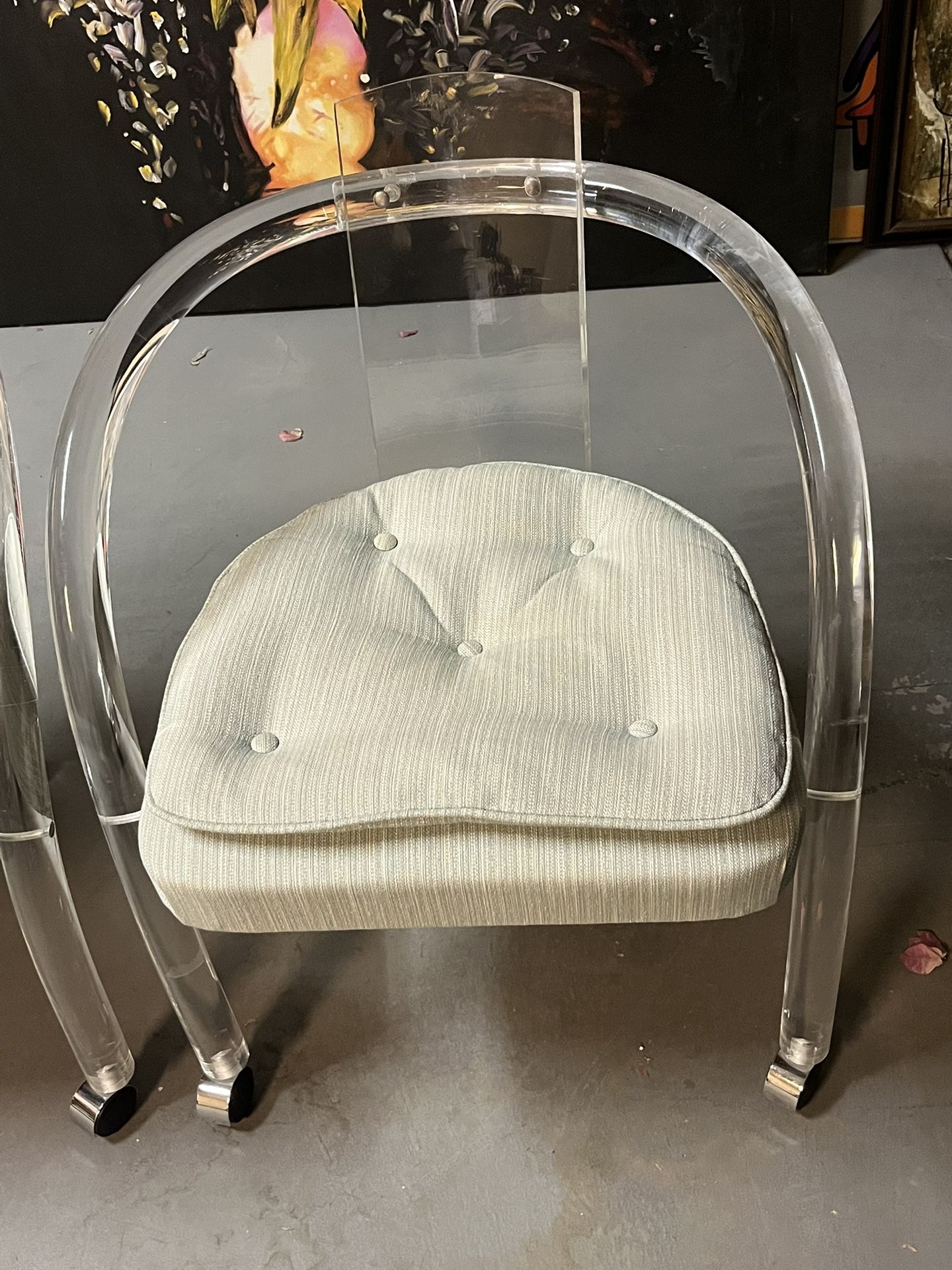 / Post Modern Pair Of Charles Hollis Jones Lucite Hills Chairs