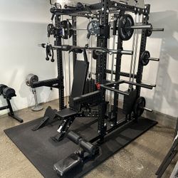 Smith Machine 400 | Adjustable Bench | 245lb Cast Iron Olympic Weights | 7ft Olympic Bar | Fitness | Gym Equipment | FREE DELIVERY/INSTALLATION 🚚 🛠️