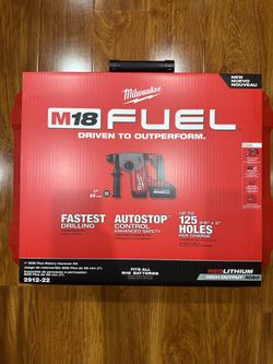New Milwaukee M18 Fuel 18V SDS Rotary Hammer Kit with 2 Batteries, Charger, 3/8in Impact Wrench