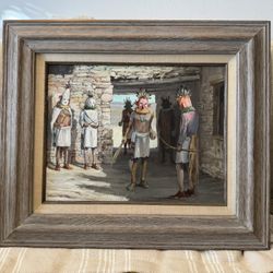 “Kachinas at Shipaulovi” – 1981 Original Gordon G. Pond Oil Painting (Winslow, AZ)