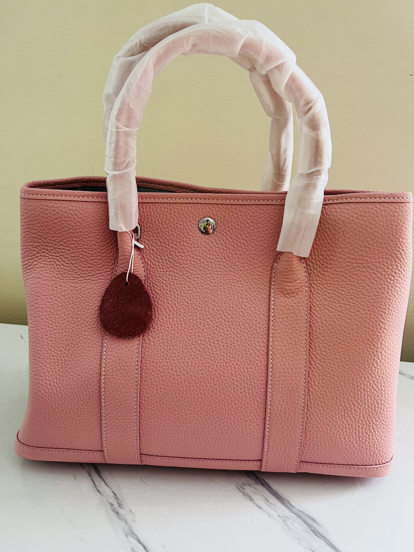 Baby Pink Togo Leather Bag Made In Spain