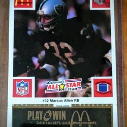 1986 McDonald's Marcus Allen Football Card
