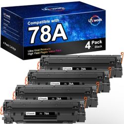 Uniwork Compatible Toner Cartridge Replacement for HP 78A CE278A use for Laserjet Pro P1606dn M1536dnf P1566 P1560 P1606 M1536 Printer Tray, 4 Black