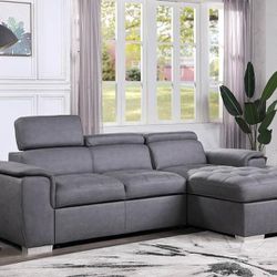 🚚Ask 👉Sectional, Sofa, Couch, Loveseat, Living Room Set, Ottoman, Recliner, Chair, Sleeper. 

✔️In Stock 👉Diego Gray Sectional with Pull-out Bed
