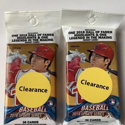 1- 2018 Topps Baseball Update Series Sealed/Unopened Cello Pack - Ohtani / Soto RC?