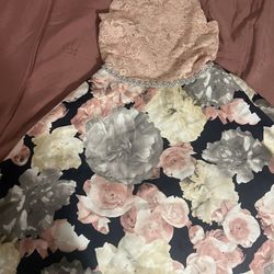 Pink And Flower Dress Size 16 Girls 