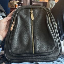 Valentino Italy Genuine Leather Backpack With Zipper Straps
