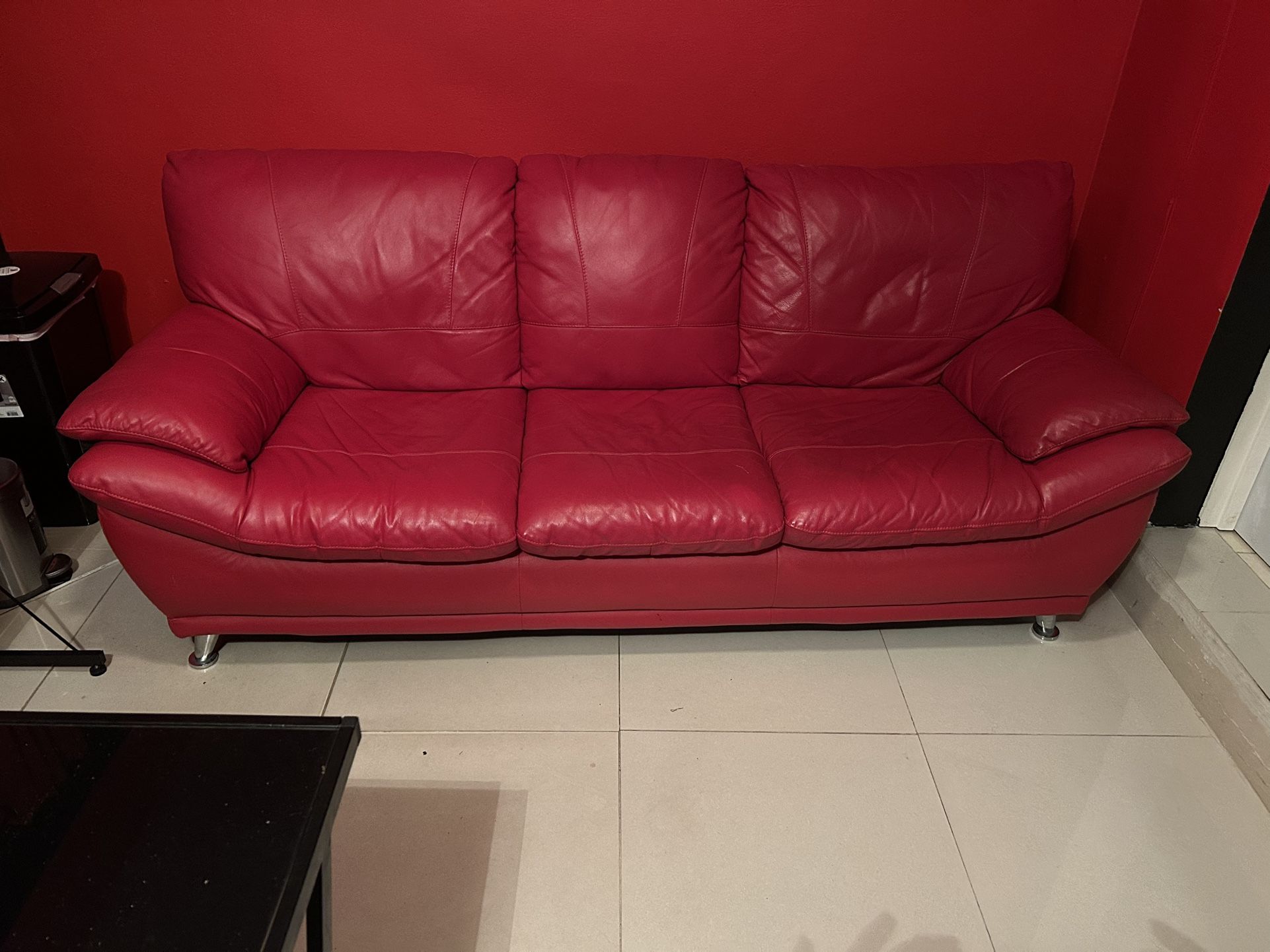 Red Leather Couch Sofa