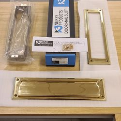 (MANUFACTURER FINISH DEFECT) Nuk3y 13” x 3.625” Solid Brass Door Mail Slot with Sleeve (Polished Brass)
