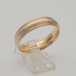 14k Yellow White Gold 5.6mm Confort Feel Wedding Band Ring Size 11.75