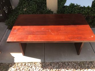 Solid wood coffee table and end table. Great for a project. Some scratches and marks.