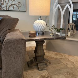 2 Side/end tables metal tops,wood base