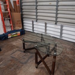 Modern Glass Coffee Table & Side Table Set – Solid Wood Base