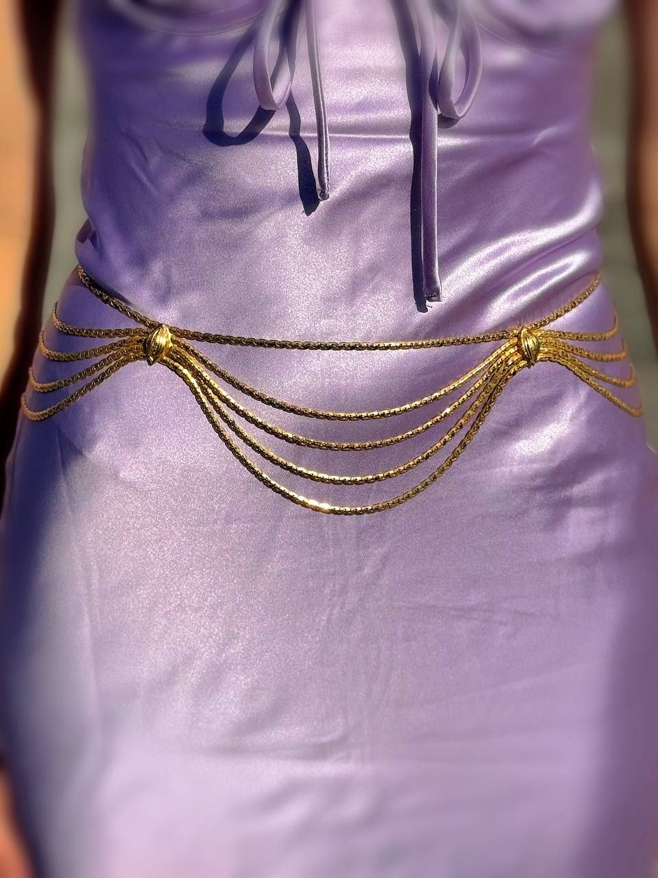 Vintage Designer CHRISTIAN DIOR Gold Tone Belly Chain Belt Necklace Limited Edition
