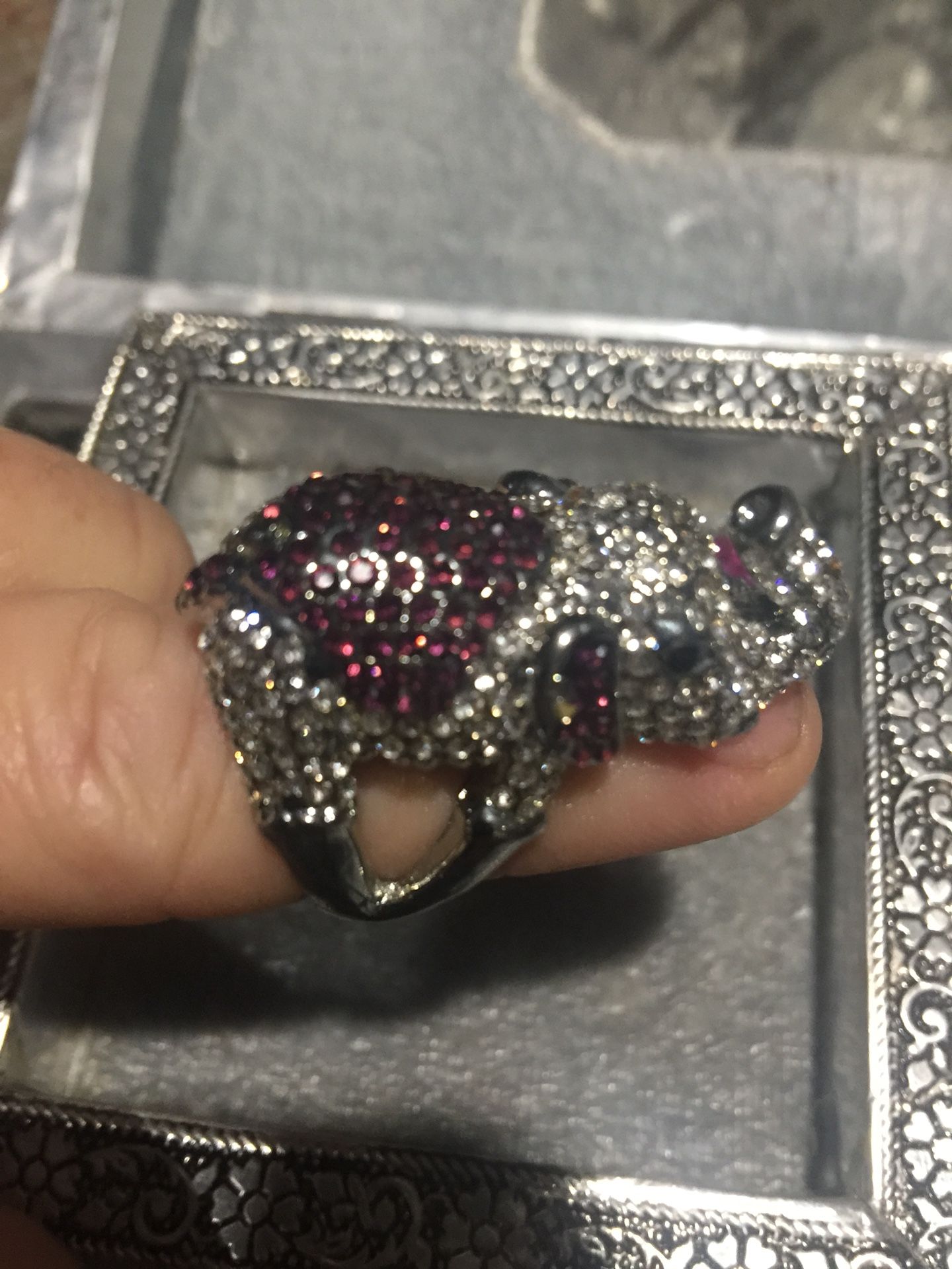 Stunning Rhinestone Elephant Costume jewelry ring